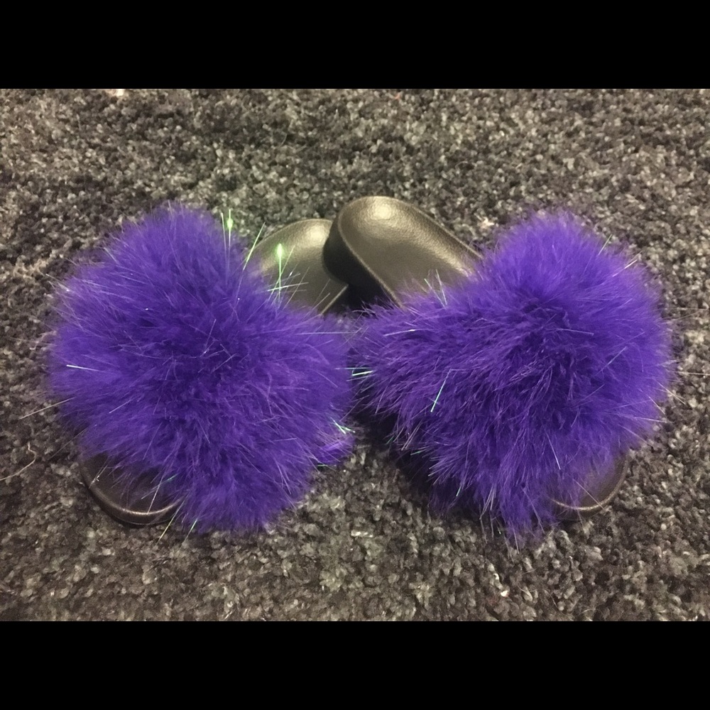 Purple Mermaid Fur Slides